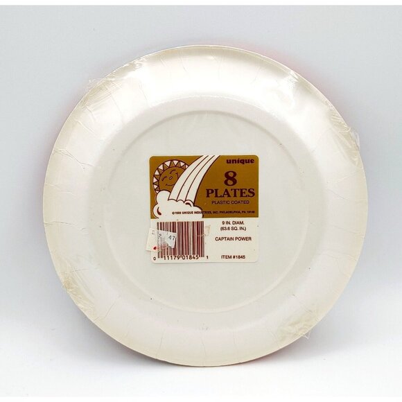 Captain Power And The Soldiers Of The Future 9” Paper Plates Vintage 1985 NEW - Picture 3 of 3